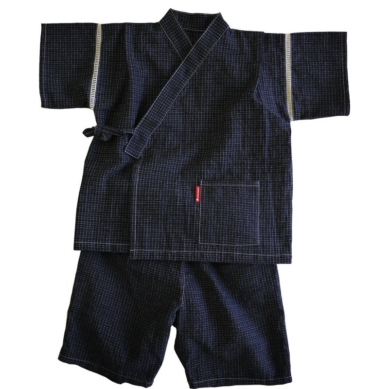 Watanosato Children's Jinbei, Boys Kurume Chijimi Woven Literature Pattern, 90/100/110/120/130/140/150,