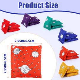 Gdotmely 32 Pack Bean Bags, 2.75" x 2.75" Mini Bean Bags for Kids and Adults, Small Colorful Cornhole Bag for Tossing, Family Games, Outdoor Indoor Yard Toss Game(6 Colors,Planet Pattern)