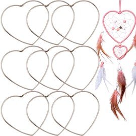 Set of 9 DIY Craft Wreath, Metal Rings, Silver Metal, Ideal for Weaving and Making Wreaths for Flower Decorations and Dream Catchers, Heart Shaped Rings for Making Wreaths