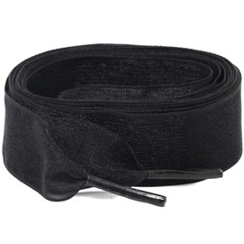 WEGOODZF Satin Ribbon Shoe Laces: 2cm Black Flat Snow Yarn Shoelaces for Women 47 inch - 2Pair