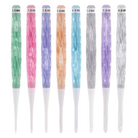 8Pcs Plastic Crochet Hooks Set, Colorful Inline Crochet Hooks Ergonomic for Arthritic Hands, Crocheting Needles Bulk for Knitting Blankets, Shawl, Carpet (2.5mm - 6mm)