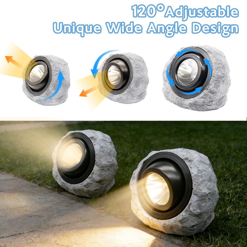 Vcdsoy Solar Powered Rock Lights Outdoor- 4 Pack Super Bright