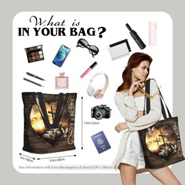 MAHIPOCI Jesus and Lamb Tote Bag Religious Christian Canvas Tote Bag For Women Work Shoulder Bags Handbags Laptop Bag Tote Bags For Gym Travel Shop Work Beach Tote Bags Gifts For Women Men