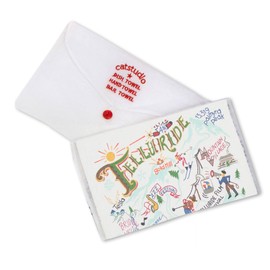 Catstudio Telluride Ski Dish Towel, US Ski Resort Souvenir Kitchen Towel, Hand Towels with Original Artwork, Washable for Colorado Lovers, Travel Souvenir