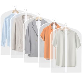 Dress Bag - Garment Bags 5Pcs Dustproof Clothes Bags - Suit Bag Cover Moth Proof Coat Bag with Zip Translucent Dress Bags Covers Waterproof Anti-mite Breathable PEVA Clothes Covers Protector 60x100cm