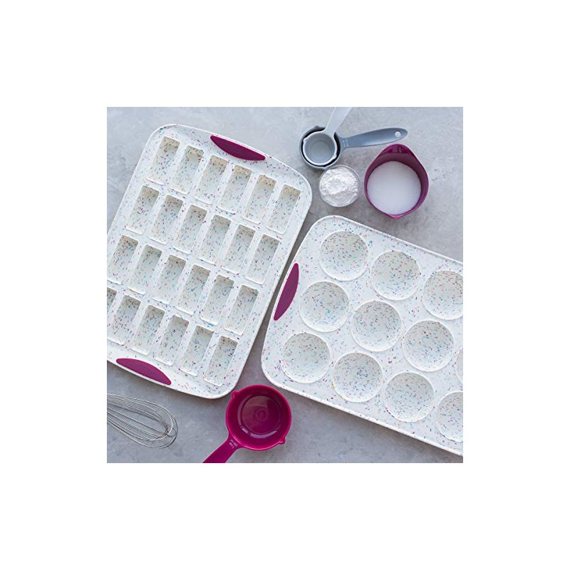 Trudeau 24 Slot Mini Bar Pan Silicone Bakeware, Confetti White