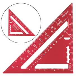7 Inch Carpenter Square, Red Triangle Ruler, High Precision Aluminum Alloy Triangle Ruler,Layout Measuring Tool for Engineer Carpenter (Imperial)
