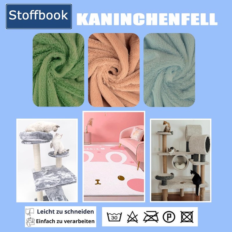 StoffBook Grass Green Faux Fur Rabbit Plush Material Fabric, d231