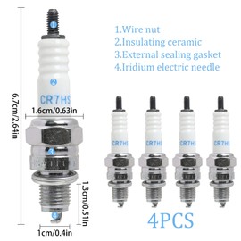 VIDSTW 4 Stück Zündkerzenstecker Perfekte Bodenfreiheit CR7HSA-zündkerze Unterdrückt Störungen Spark Plug Langlebig und verschleißfest für Roller Mopeds und Motorräder Verbessern Motorleistung