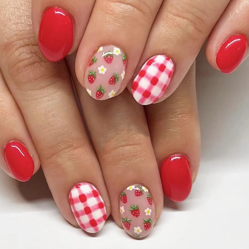 Uñas acrílicas a presión, uñas postizas de almendra mediana, uñas