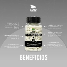 Citrato De Magnesio 100 Cápsulas, Calidad Premium, Duerme mejor, Despierta con + Energía, Alta Absorción