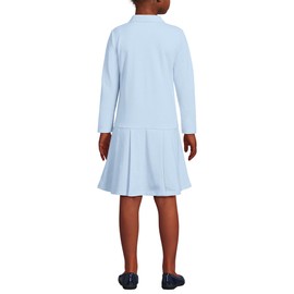 Lands' End Uniform Long Sleeve Pleated Mesh Polo Dress Blue Kids 6