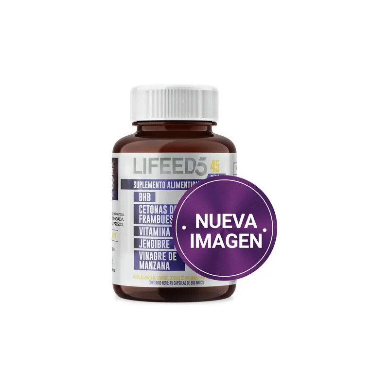 Jengibre Vinagre Manzana Vitamina C Lifeed5 Keto 45 Cápsulas Sabor