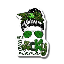 St Patricks Day Lucky Mama Magnet - Shamrock Decoration - Festive Refrigerator Magnet - Green Celebration Magnet Idea - 5" Vinyl Sticker - Car Magnet - Made in USA - AAMT1953