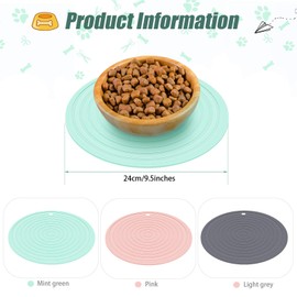 3 Pieces Silicone Pet Food Mat Pet Feeding Mat for Dog and Cat Food Bowl Place-mat Preventing Food and Water Overflow Suitable for Medium and Small Pet