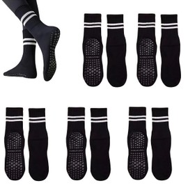 MHSKNHW Yoga Socks, Anti-Slip, Set of 5, Pilates Socks, Sweat Absorbent, Breathable, Odor Resistant, Cotton Cushion, For All Seasons, Height Approx. 5.9 inches (15 cm), Length Approx. 7.5 inches (19