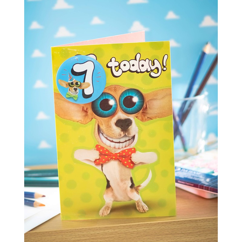 UK Greetings 7th Birthday Card for Boy - Funny Dog