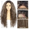 SAPPHIREWIGS Peluca sintética rizada marrón con encaje frontal para mujer,