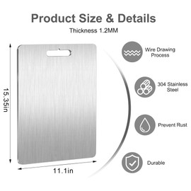 Titanium Cutting Board, 2025 Upgrade 100% Pure Titanium Cutting Boards for Kitchen, 1 Pack Double Sided Medical-grade Titanium Cutting Mat are Used for Meat, Fruits and Vegetables (15.35 * 11.02in)