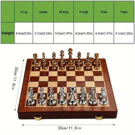 Premium Solid Wood Chess Set With Zinc Alloy Metal Weighted Pieces - Folds For Easy Storage