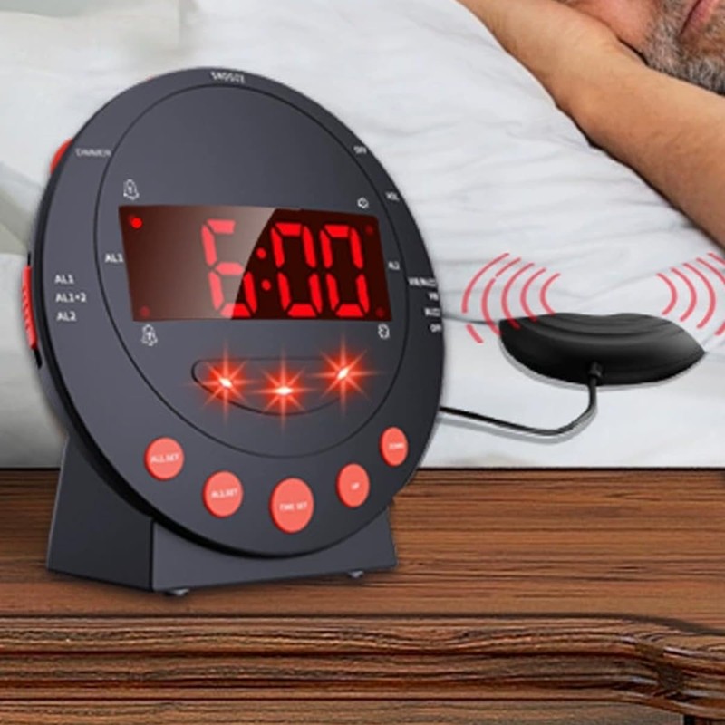 Ieron Electronic Digital Display Vibration Alarm Clock Adjustable Brightness Dual