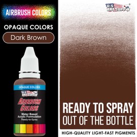 U.S. Art Supply Ready to Spray Opaque Dark Brown Acrylic Airbrush Paint - 1oz Bottle, Professional Grade Non-Toxic Water-Based Colors for Vibrant & Permanent Results