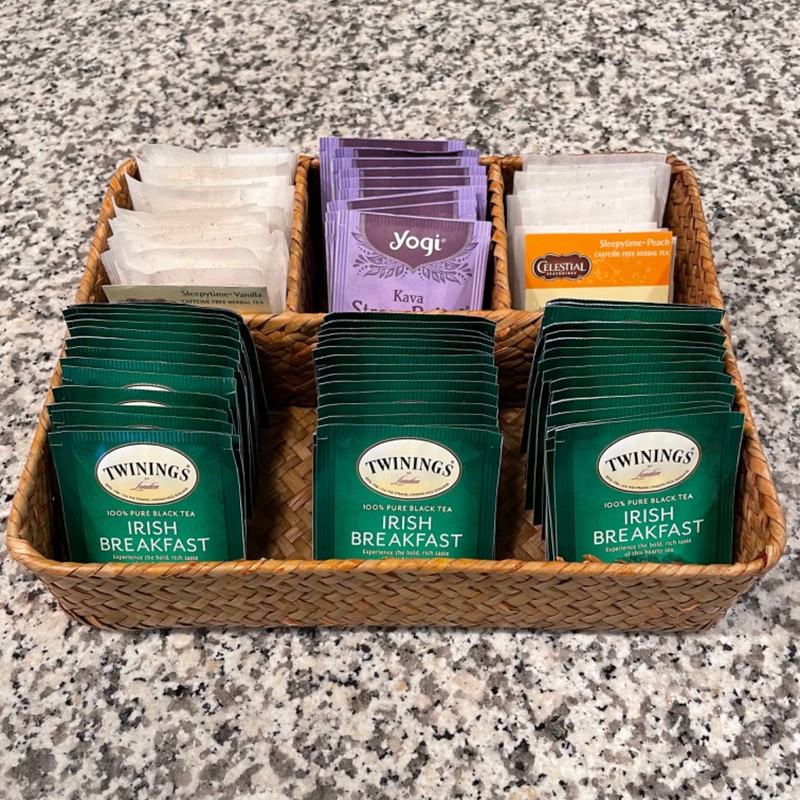 YANGQIHOME Tea Bag/Sugar Packet Holder, Coffee Station Condiment Organizer, Seagrass