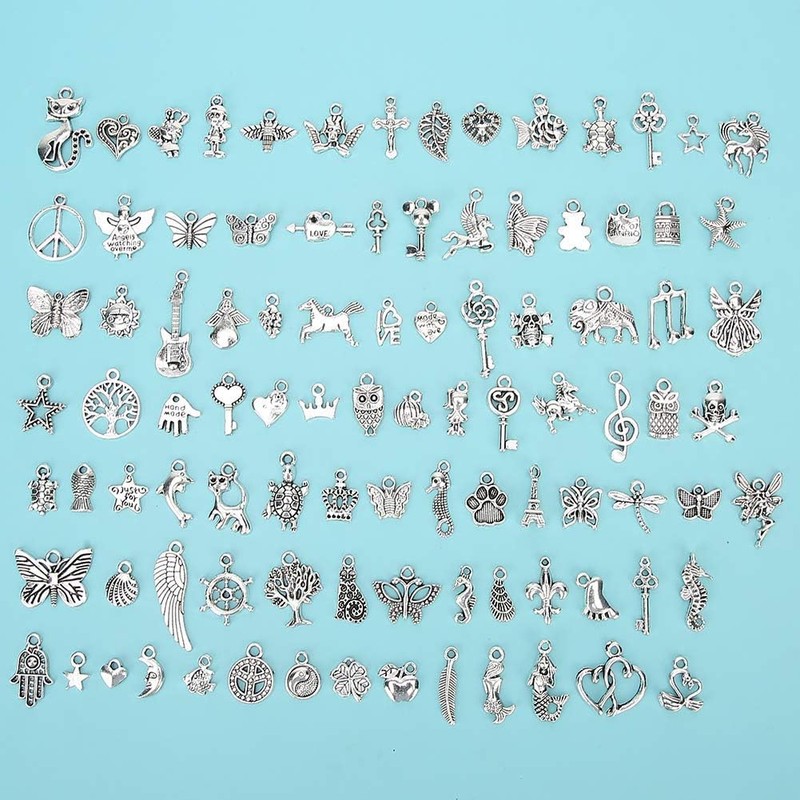 Set de 100 Piezas de Dijes Tibetanos accesorios de plata