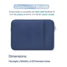 Laptop Sleeve for 2024-2020 MacBook Air/Pro 13 inch with M3 M2 M1 Chip A3113 A2681 A2338 A2337 & Surface Pro 10/9/8/X with 2 Pockets Tablet Bag Case Accessories