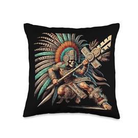 Penachos Aztecas Mexico Aztec Warrior Costume Men Skeleton Throw Pillow