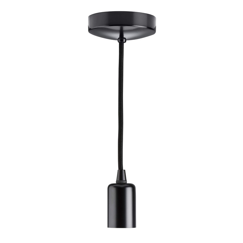 Knightsbridge 6 Inch E27 Contemporary Pendant Set in Matt Black