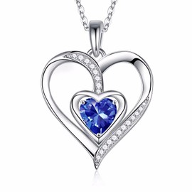 Iefil Birthstone Necklaces for Women - Grandma Mothers Day Gift Ideas, Anniversary Birthday Gifts for Women, Tanzanite Heart Necklace, Silver Plated December Birthstone Necklace, Jewelry Gifts for Her