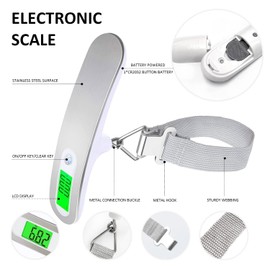 EcoNour Luggage Scale Portable Digital Weight Scale for Travel Suitcase Weigher with Tare Function 110 Lb/ 50Kg Capacity with Backlit Tare Function Lightweight for Bags, Travel, Flights