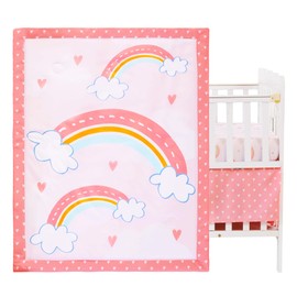 Viviland 3 Pieces Baby Bedding Set for Boy Girls, Baby Bedding Set for Newborn, Infant & Toddler - Rainbow