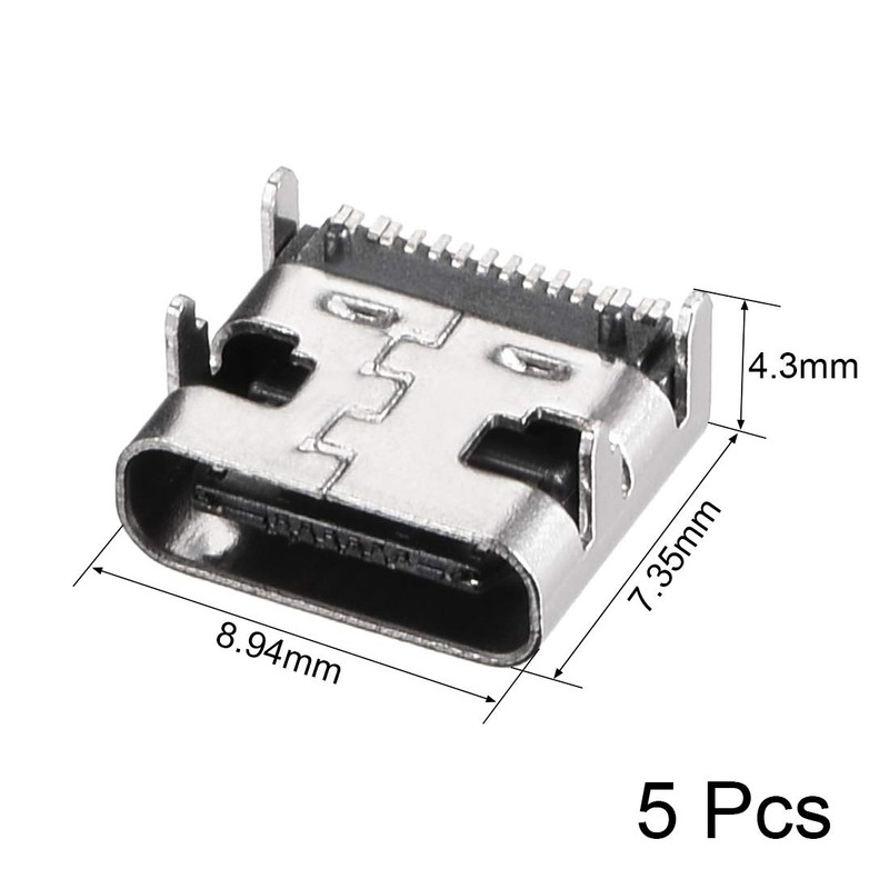 uxcell PCB USB Connector Type-C 3.1 16Pin Female Jack Fast