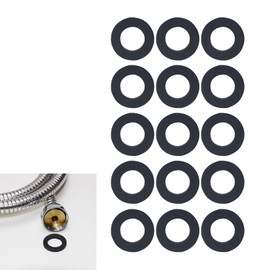 15pcs Shower Hose Washers,Shower Head Washers Rubber Washers Seals,Shower Hose Connector Washers,1/2 Inch Hose Washer Seal for Shower Head and Hose Connecting,Washers for Showers(Black)