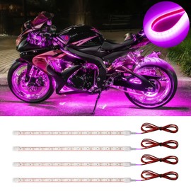 DUOFU365 Pink Led Strip Lights,12V Interior Light Strip IP68 Waterproof Cuttable for Car Motorcycles Boat Golf Cart Truck Cargo Home Decoration with Strong Nano Tape 12inch(Pack of 4)