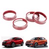 4pcs A/C Air Vent Knob Trims Rings Red Aluminum Alloy
