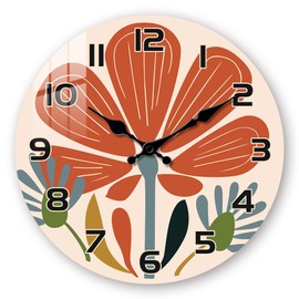 Tomopetime Kitchen Wall Clocks 12 Inch - Farmhouse Clocks Wall Battery Operated - Wood Flowers Wall Clock Silent Non Ticking for Bedroom Bathroom Living Room Decor