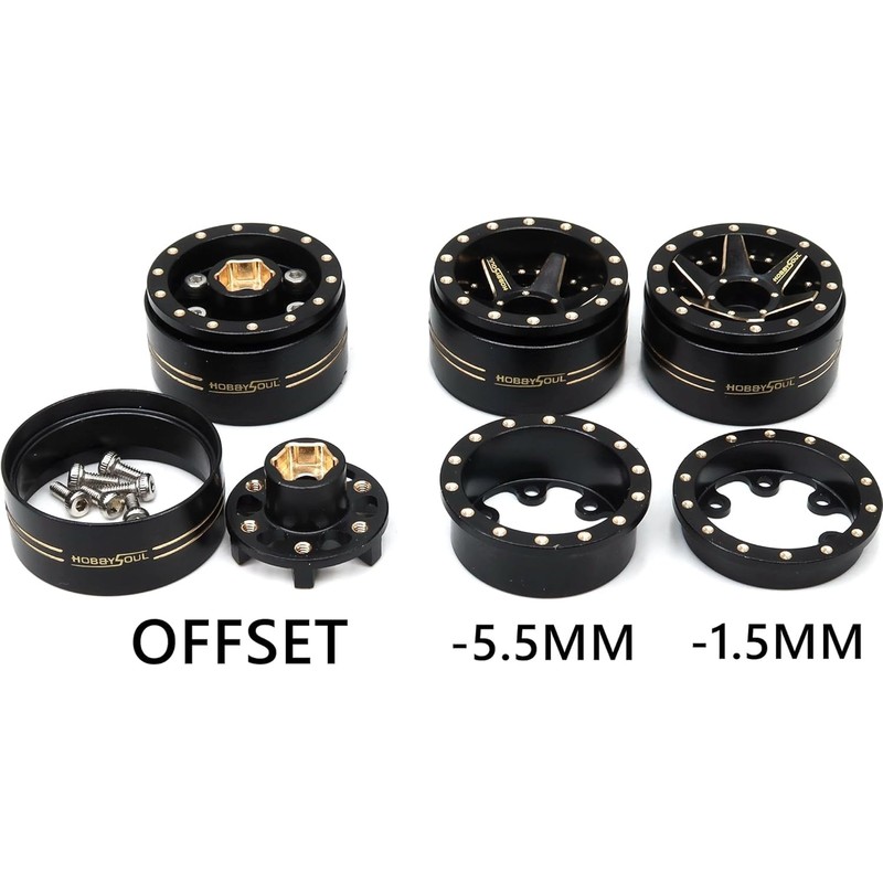 HOBBYSOUL Brass RC 1.0 wheels and tires 70mm Tall, Soft