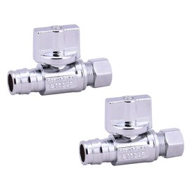 Cold Expansion Straight Stop Valve ,1/4 Quarter Turn Chrome Plated Lead Free Brass 1/2-in ProPex F1960 x 3/8-in OD Straight Shut Off Valve for Expansion A Pipe -LD Brand (2-Pack)