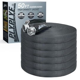 50ft Non-Expanding Garden Hose – Ultra-Light, Kink-Free, High-Pressure, Abrasion-Resistant, Durable, All-Weather, Eco-Friendly, Black&Gray