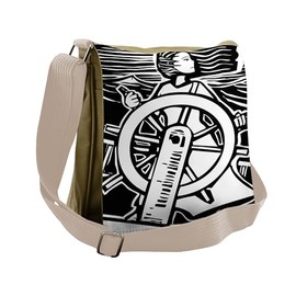 Lunarable Marine Messenger Bag, Girl in a Dress Ship, Unisex Cross-body