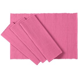 C'est Ca Textiles Ribbed Cotton Placemats, Set of 4, Azalea Pink