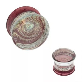 Pierced Owl Dark Purple Galaxy Sparkle Swirl Design Glass Double Flared Plugs, Sold As Pair (12mm (1/2"))