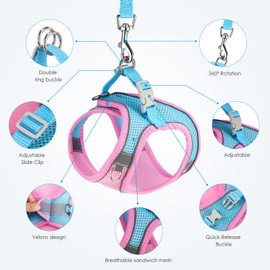 AMIR Cat Harness and Leash for Walking, Summer Escape Proof Soft Adjustable Vest Harnesses for Small Medium Cats, Reflective Strips Jacket for Cat Walking- Pink (Size XXS)