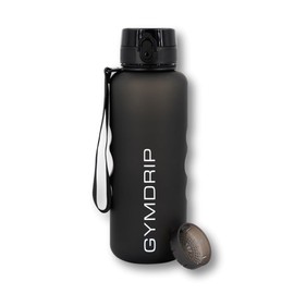 GymDrip Trinkflasche 1500 ml – BPA-frei & aus Tritan – PremiumBottle comfortGrip mit Siebeinsatz – Für Gym, Fitnessstudio & Outdoor, robust & leicht – Perfekt für Gym, Fitness, Alltag (Shadow Black)