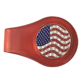 Giggle Golf Bling USA Flag Golf Ball Marker with Red Ball Marker Clip | Great Golf Accessory for Women