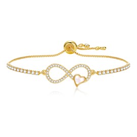 yongder Dainty 14K Gold Plated Infinity Heart Chain Adjustable Bracelet for Women