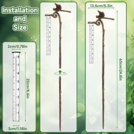 Konohan Dragonfly Rain Gauge Outdoor 25'' Rain Catcher Garden Stake with 8'' Glass Tube Decorative Metal Rains Gauge for Yard Outdoor Measuring Precipitation Patio